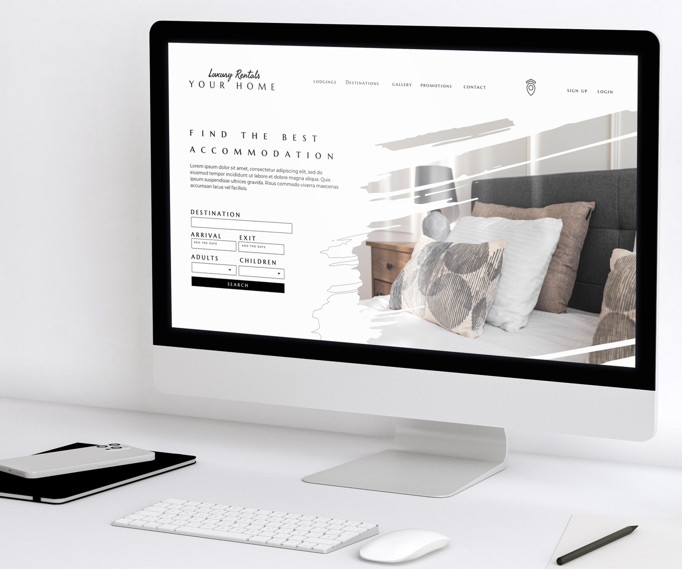 Un ordinateur avec une page d'accueil de site web affichée à l'écran