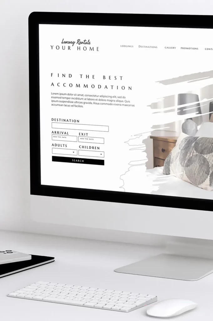 Un ordinateur avec une page d'accueil de site web affichée à l'écran